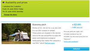 Camping online booking availability