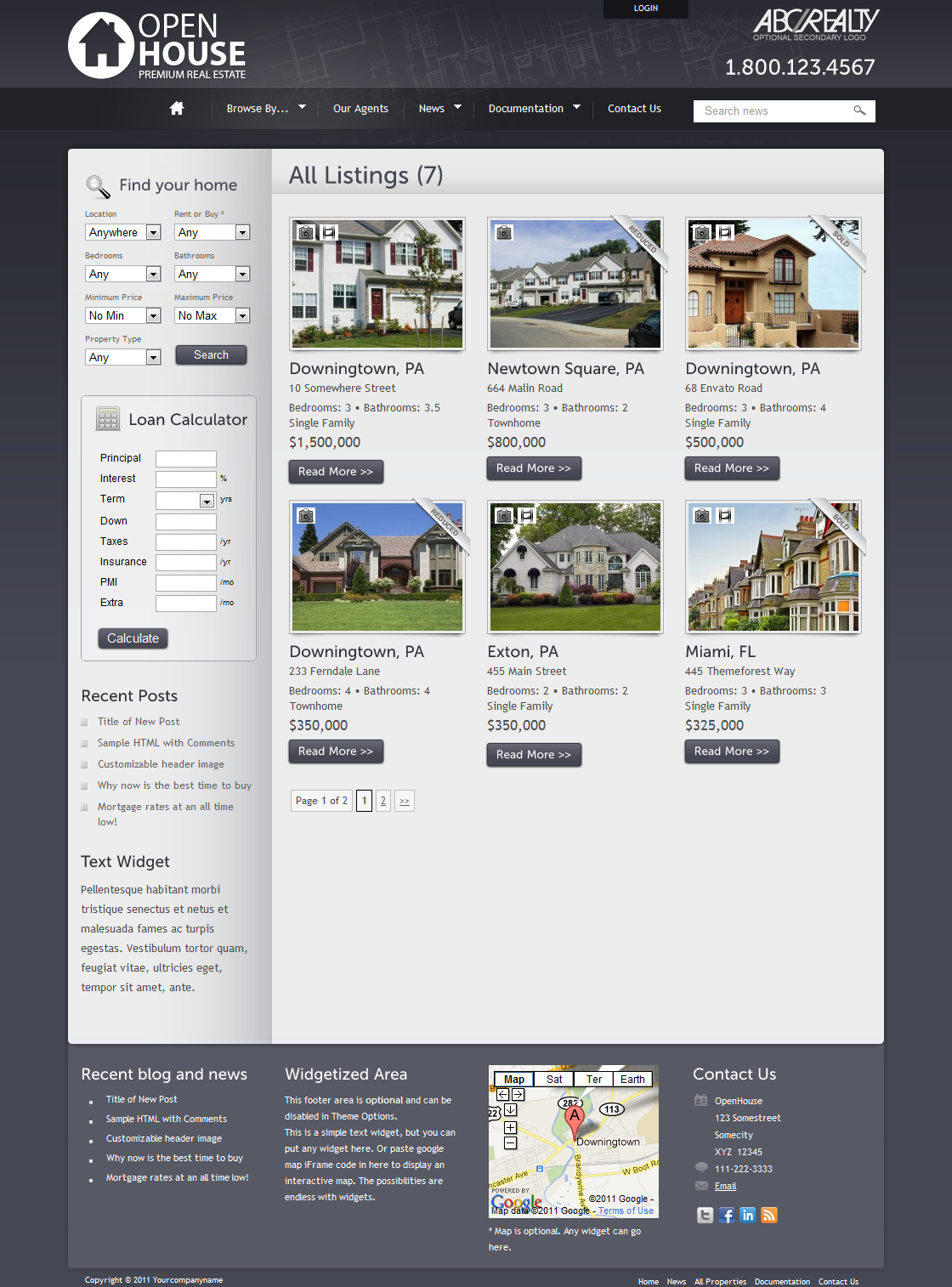 Real estate homepage