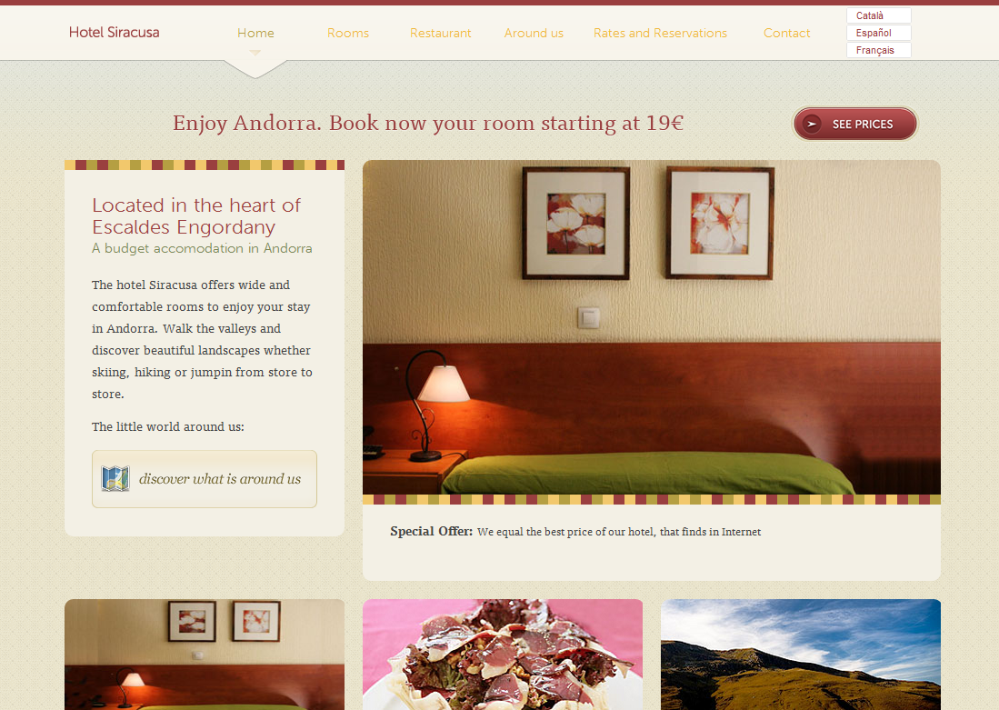 Hotel website screenshot