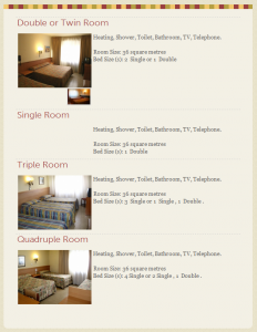 Hotel rooms webpage