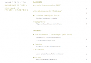 Restaurant menu