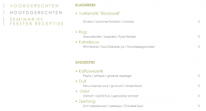 Restaurant menu